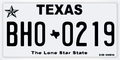 TX license plate BHO0219