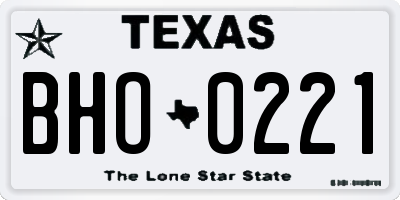 TX license plate BHO0221