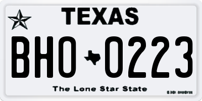 TX license plate BHO0223