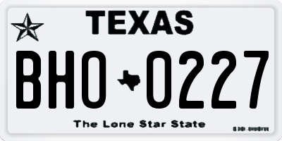 TX license plate BHO0227