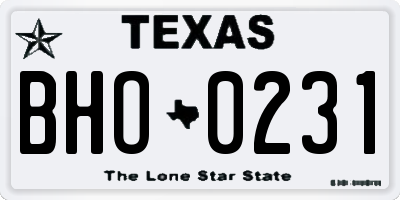 TX license plate BHO0231