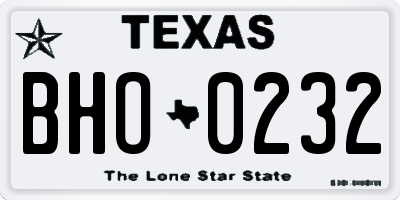 TX license plate BHO0232