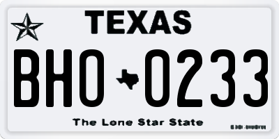 TX license plate BHO0233