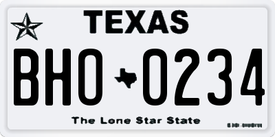 TX license plate BHO0234