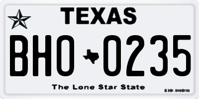TX license plate BHO0235