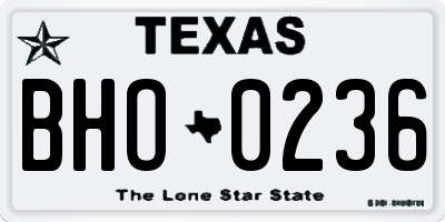 TX license plate BHO0236