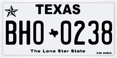 TX license plate BHO0238