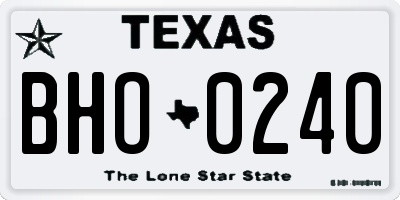 TX license plate BHO0240