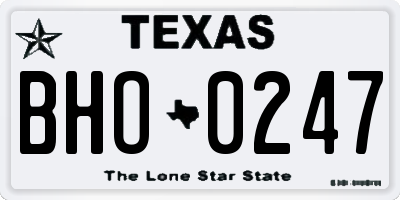 TX license plate BHO0247