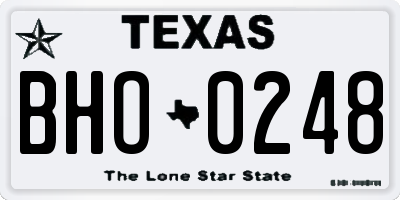 TX license plate BHO0248