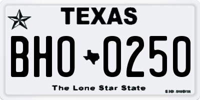 TX license plate BHO0250