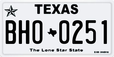 TX license plate BHO0251