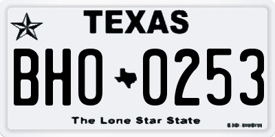 TX license plate BHO0253