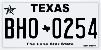 TX license plate BHO0254