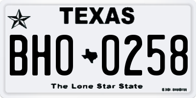 TX license plate BHO0258