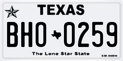 TX license plate BHO0259