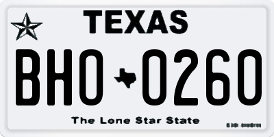 TX license plate BHO0260
