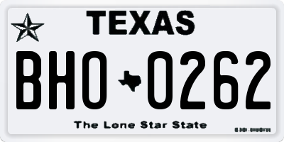 TX license plate BHO0262