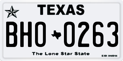 TX license plate BHO0263