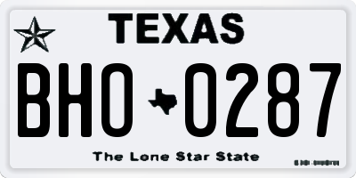 TX license plate BHO0287