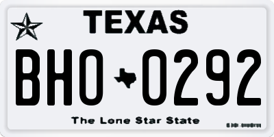TX license plate BHO0292