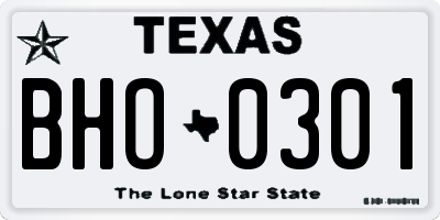 TX license plate BHO0301