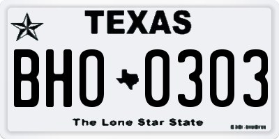 TX license plate BHO0303
