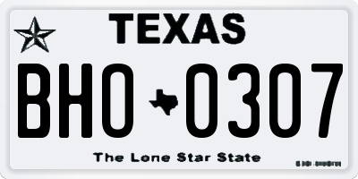 TX license plate BHO0307