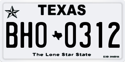 TX license plate BHO0312