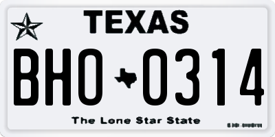 TX license plate BHO0314