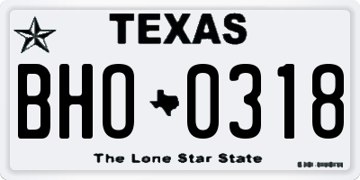 TX license plate BHO0318