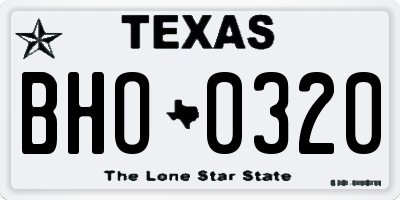 TX license plate BHO0320