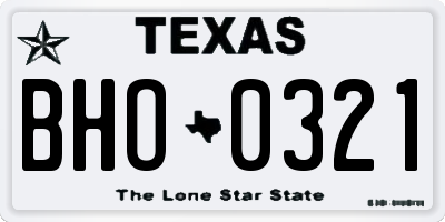 TX license plate BHO0321