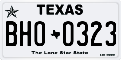 TX license plate BHO0323