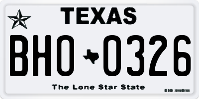 TX license plate BHO0326