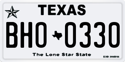 TX license plate BHO0330