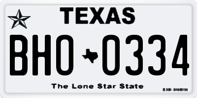 TX license plate BHO0334