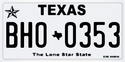 TX license plate BHO0353