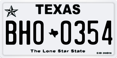 TX license plate BHO0354
