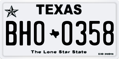 TX license plate BHO0358