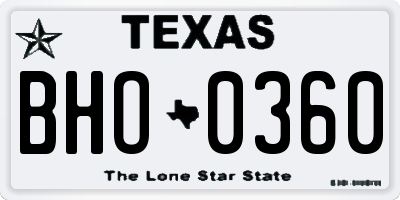 TX license plate BHO0360