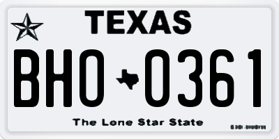 TX license plate BHO0361