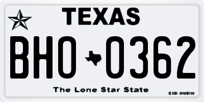 TX license plate BHO0362
