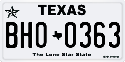 TX license plate BHO0363