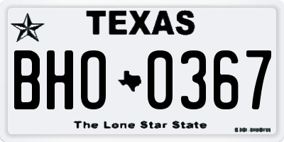 TX license plate BHO0367