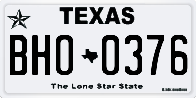 TX license plate BHO0376