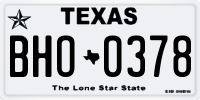 TX license plate BHO0378