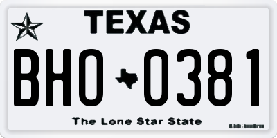 TX license plate BHO0381