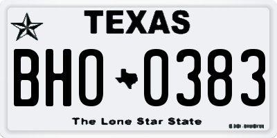 TX license plate BHO0383
