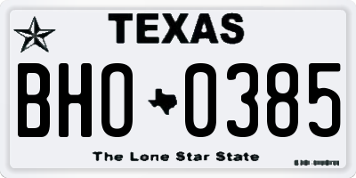 TX license plate BHO0385